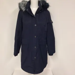 1 Madison Expedition Navy Blue Long Parka Jacket w/Faux Fur Hood Size XL