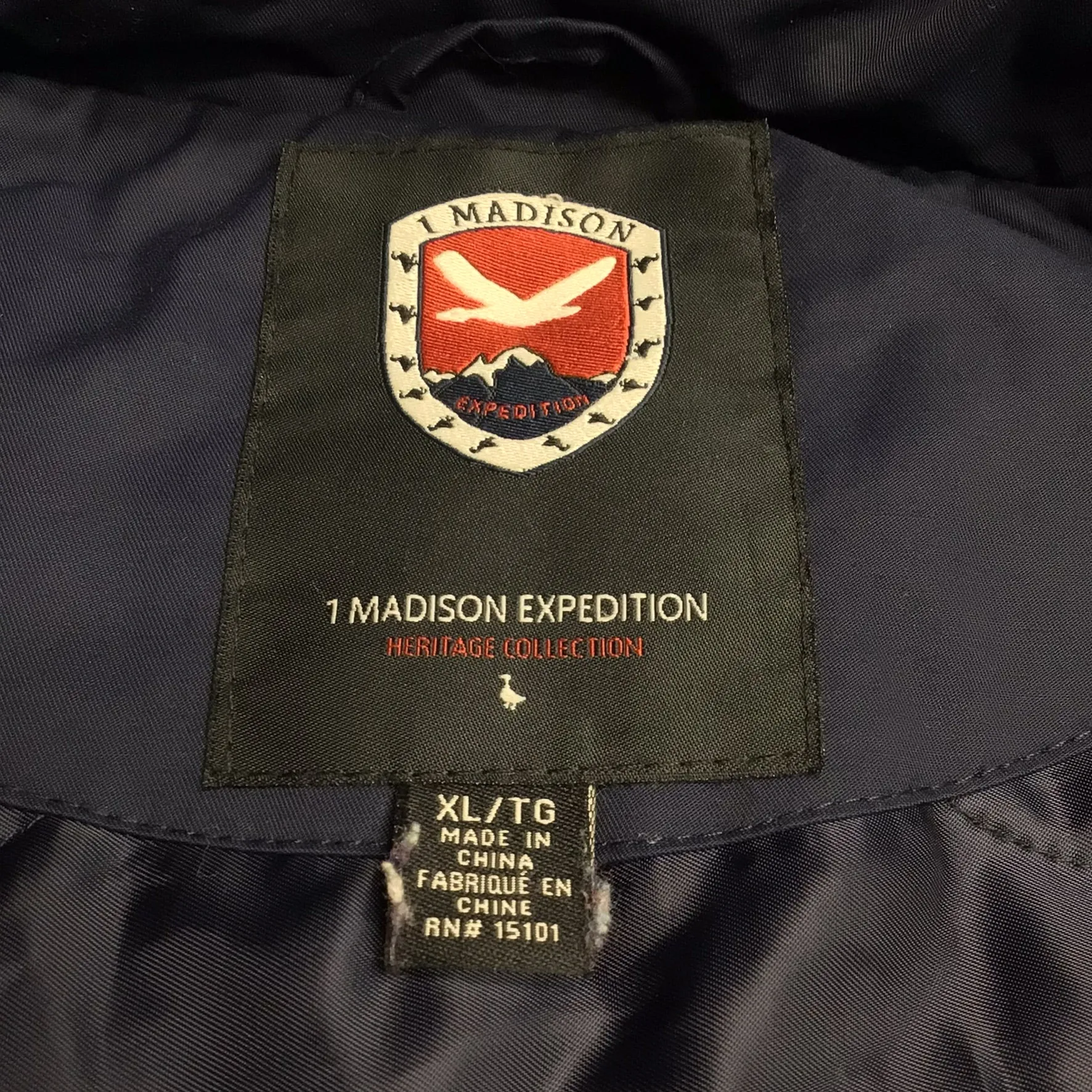 1 Madison Expedition Navy Blue Long Parka Jacket w/Faux Fur Hood Size XL