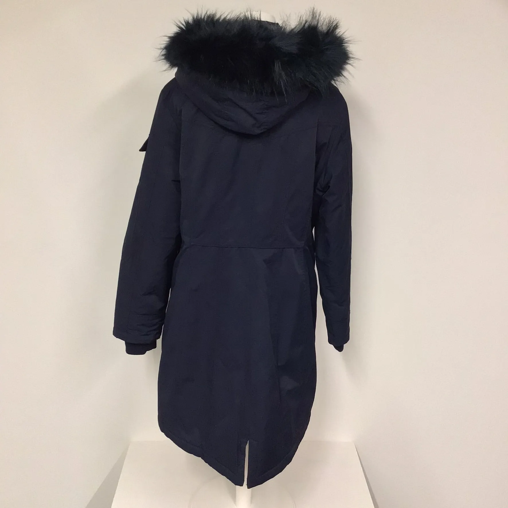 1 Madison Expedition Navy Blue Long Parka Jacket w/Faux Fur Hood Size XL