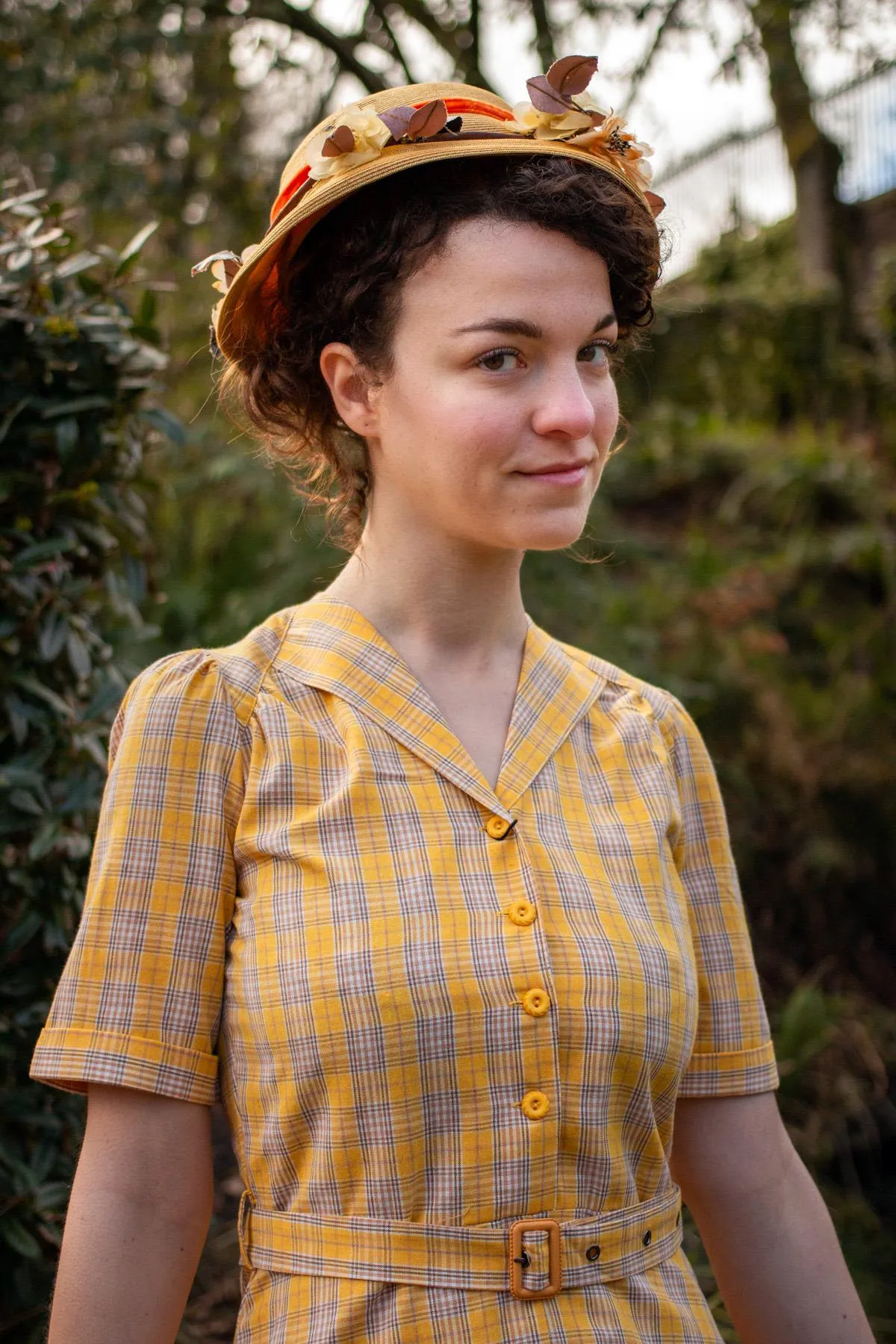 1940s Vintage Lumber Jill Check Day Dress in Yellow