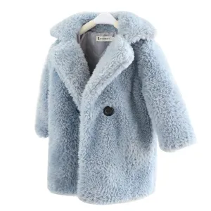 2-12 Years Children Fur Coat Baby Warm Jacket Girls Long Overcoat Winter Kids girls Casual Supplier