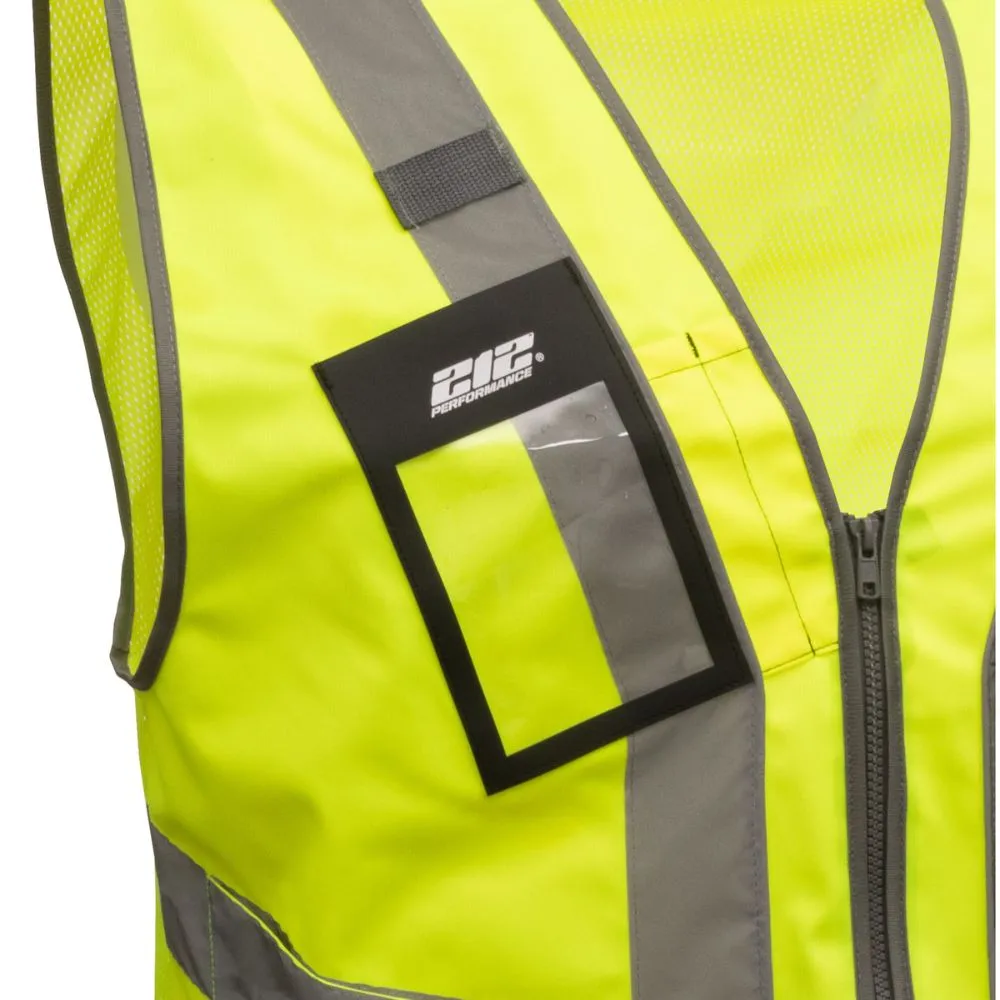 212 Performance VSTPERF-8808 Multi-Purpose Hi-Viz Safety Vest with Windowed Badge Pocket, Small Yellow;Reflective Gray