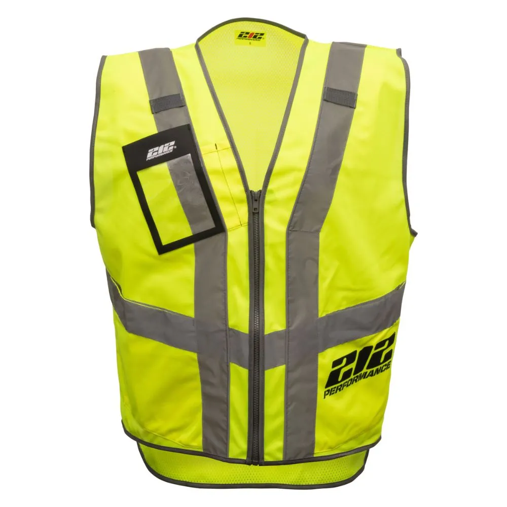 212 Performance VSTPERF-8808 Multi-Purpose Hi-Viz Safety Vest with Windowed Badge Pocket, Small Yellow;Reflective Gray