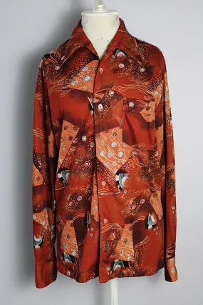 Abstract Printed Button Up Shirt