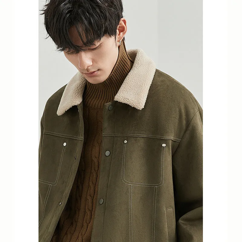 Advbridge winter outfits men Jacket Jacket Men's Lapel 2024 Autumn and Winter New Suede Casual Thickened Warm Flight Jacket Fashion