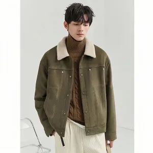 Advbridge winter outfits men Jacket Jacket Men's Lapel 2024 Autumn and Winter New Suede Casual Thickened Warm Flight Jacket Fashion