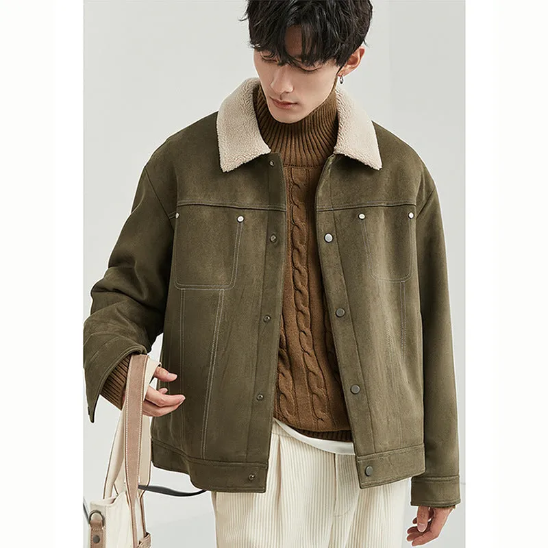 Advbridge winter outfits men Jacket Jacket Men's Lapel 2024 Autumn and Winter New Suede Casual Thickened Warm Flight Jacket Fashion