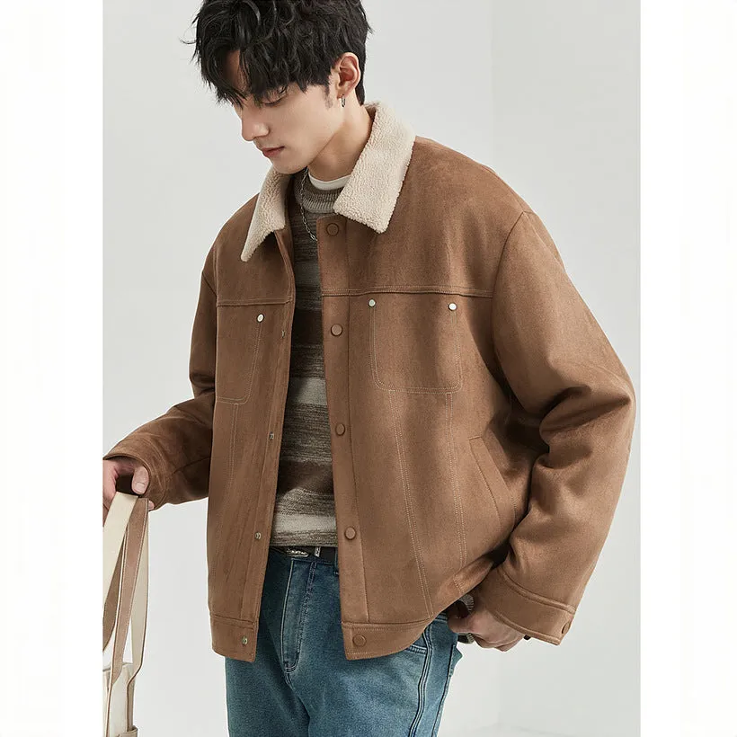 Advbridge winter outfits men Jacket Jacket Men's Lapel 2024 Autumn and Winter New Suede Casual Thickened Warm Flight Jacket Fashion