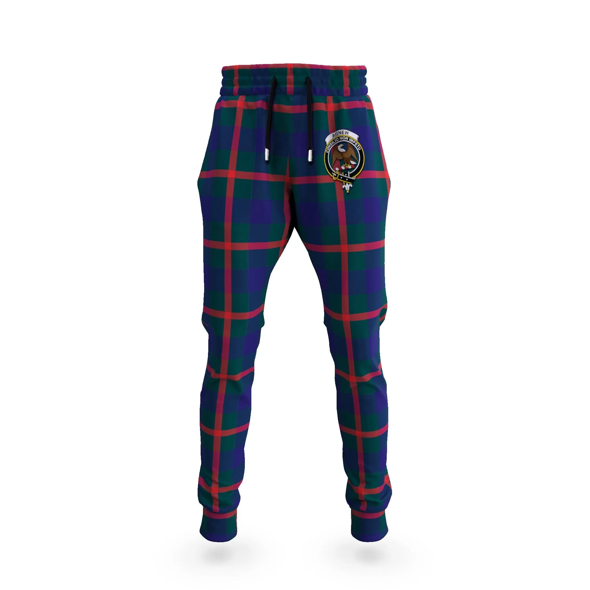 Agnew Tartan Joggers Pants with Family Crest