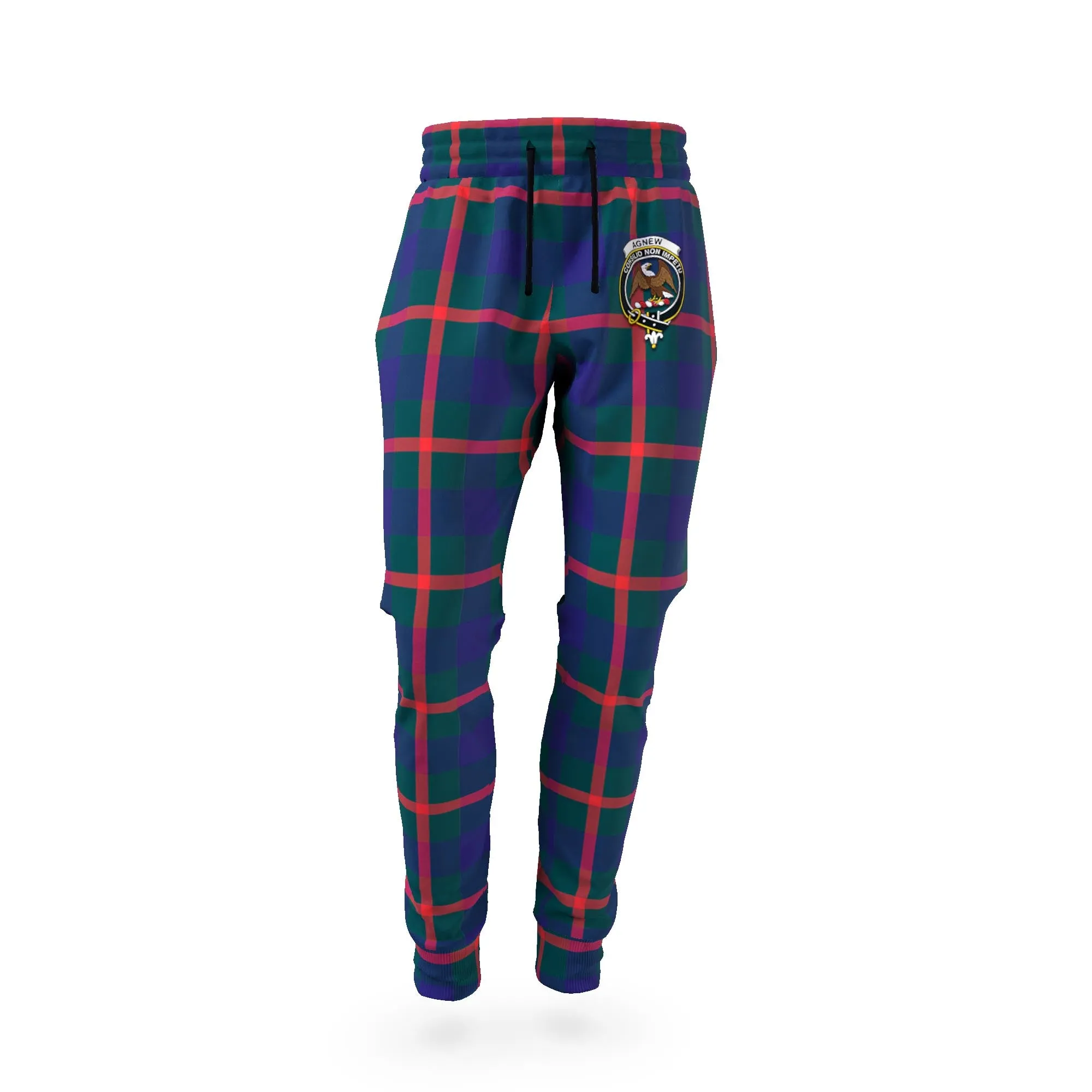 Agnew Tartan Joggers Pants with Family Crest