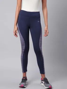 Alcis Women Navy Grey Colourblocked Training Tights