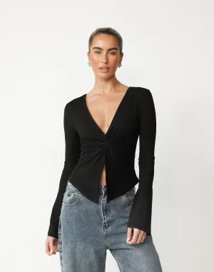 Althea Long Sleeve Top (Black)