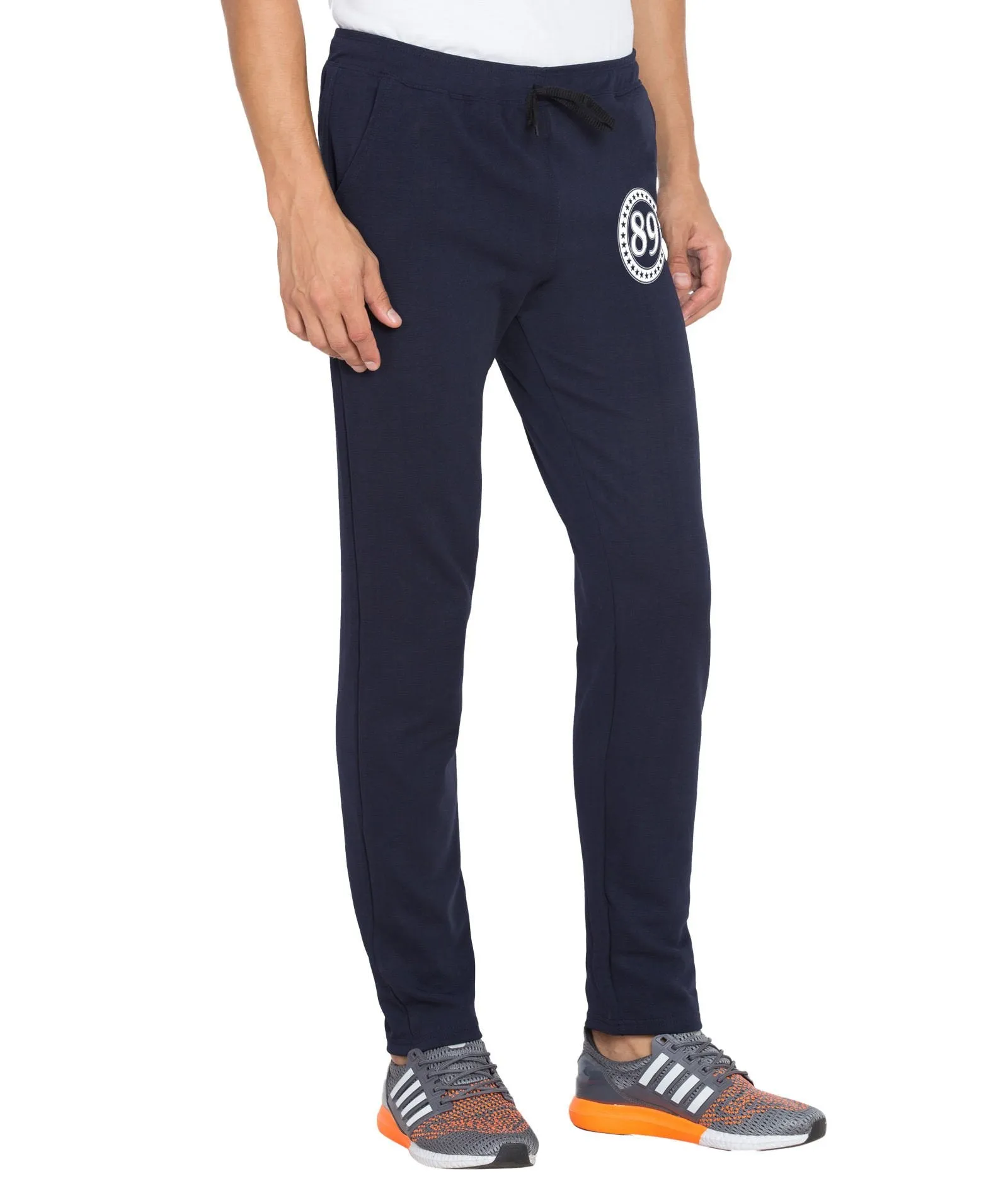 American-Elm Navy Blue Dri Fit Slim Fit Gym Stylish Printed Track Pant for Men