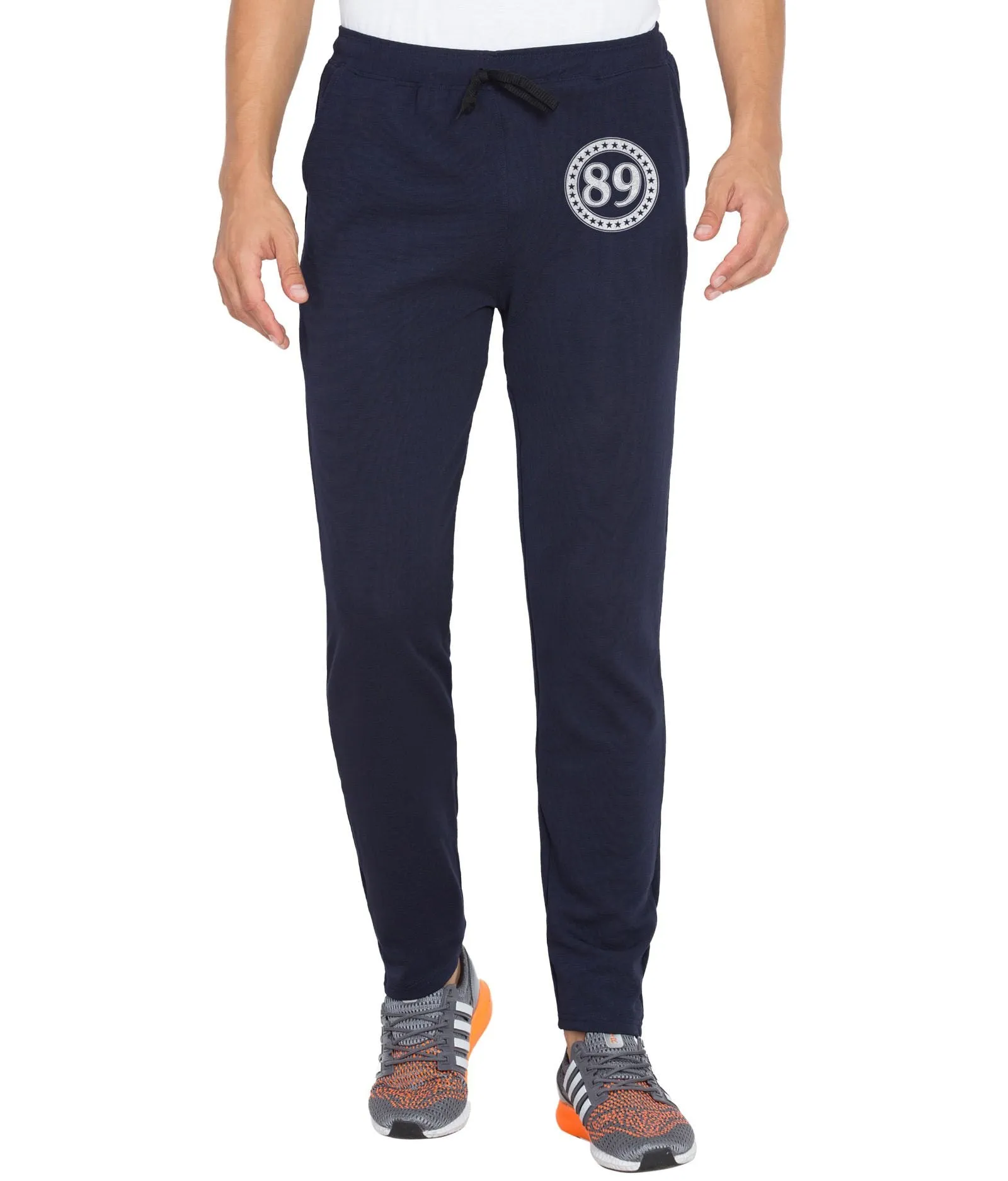 American-Elm Navy Blue Dri Fit Slim Fit Gym Stylish Printed Track Pant for Men