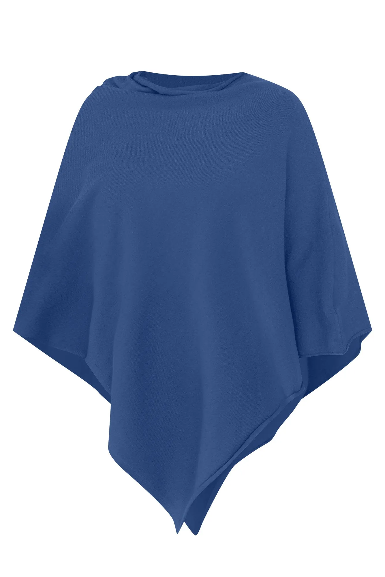 Amy Deep Blue Wool Blend Poncho