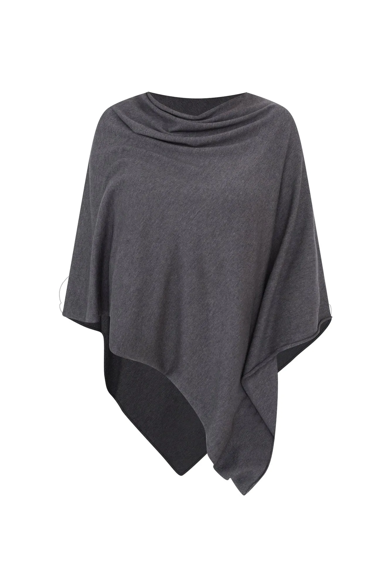 Amy Deep Grey Wool Blend Poncho