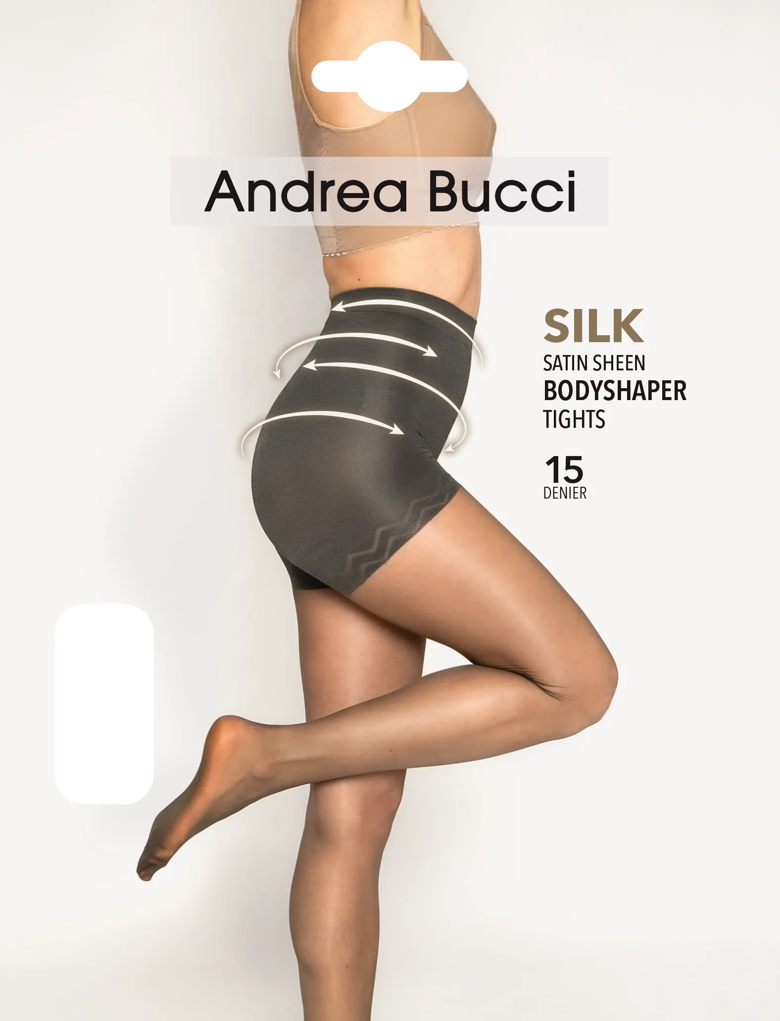 Andrea Bucci Bodytoner Control Top Tights 15 Denier Silk Satin Sheen