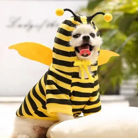 Anniepaw Cute Bee Halloween Pet Costume: Autumn and Winter Cartoon Hoodie for Dogs and Cats Suitable for Christmas