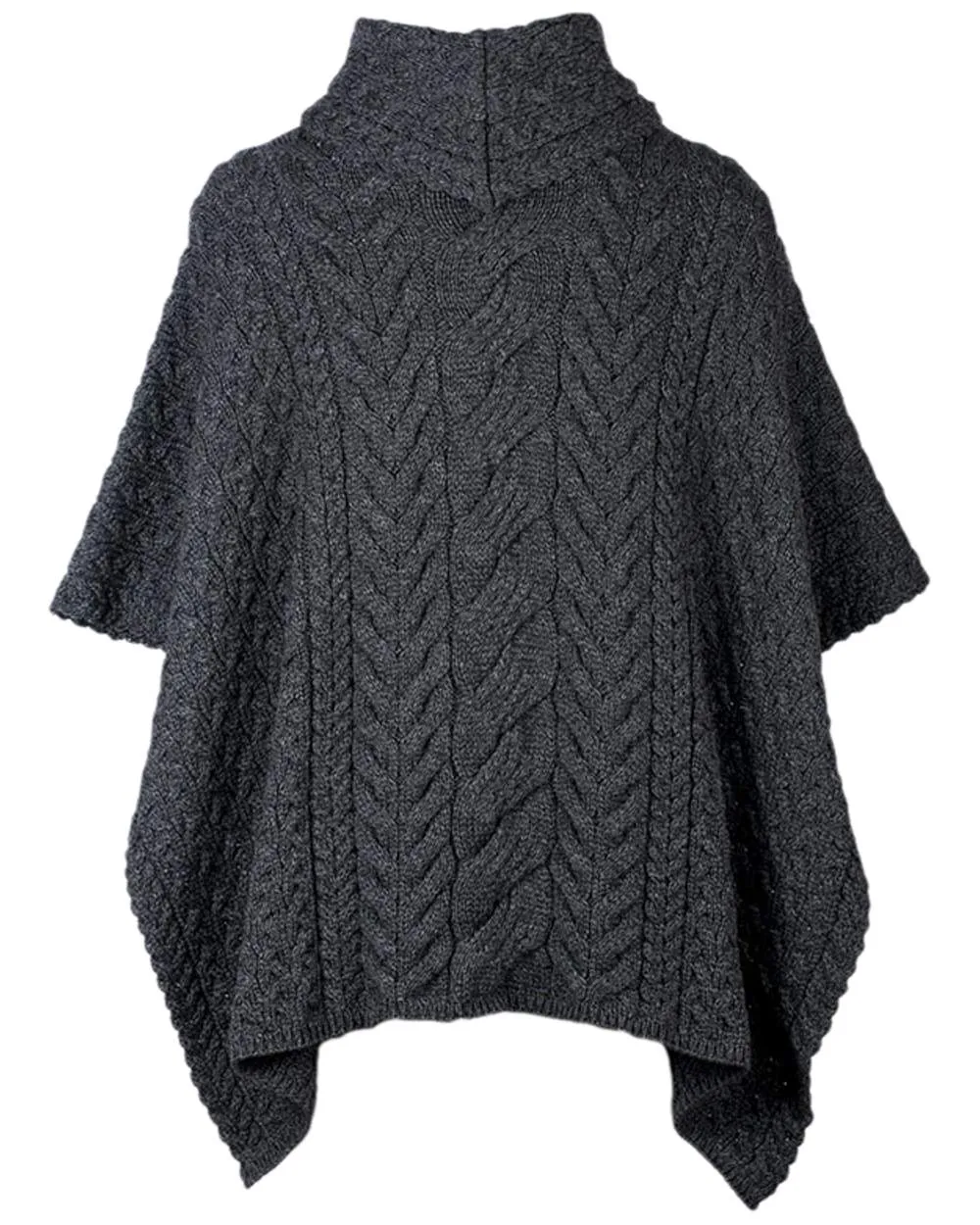 Aran Merino Wool Cowl Neck Poncho