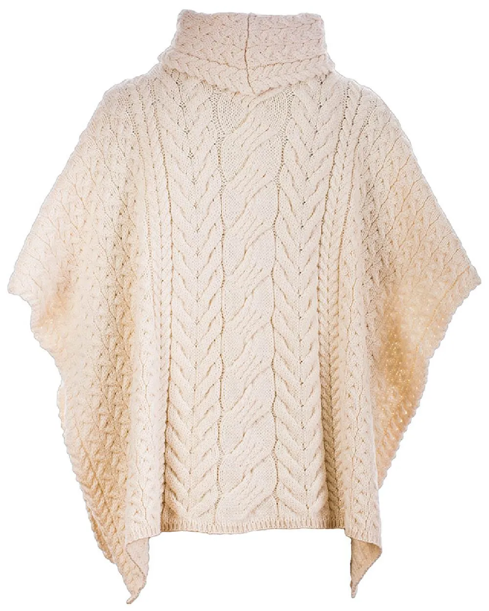 Aran Merino Wool Cowl Neck Poncho