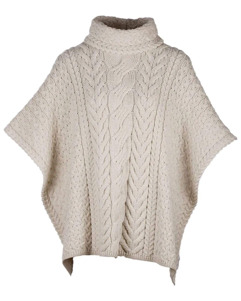 Aran Merino Wool Cowl Neck Poncho