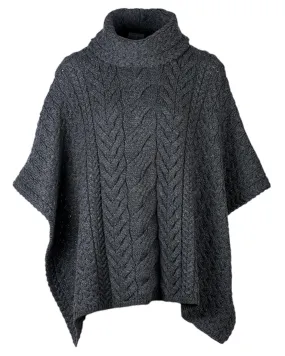 Aran Merino Wool Cowl Neck Poncho