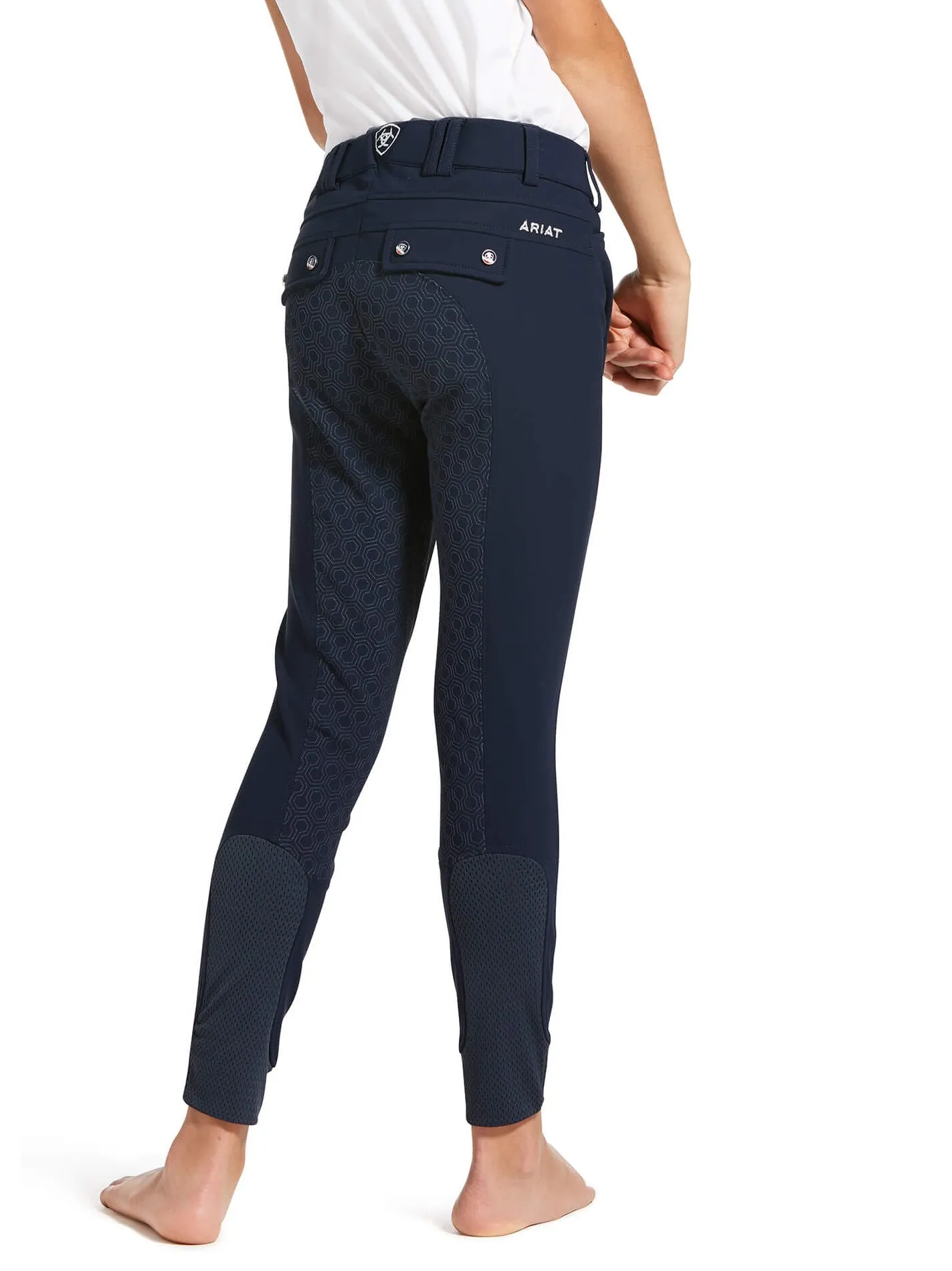 ARIAT Kids Tri Factor Grip Full Seat Breeches - Navy