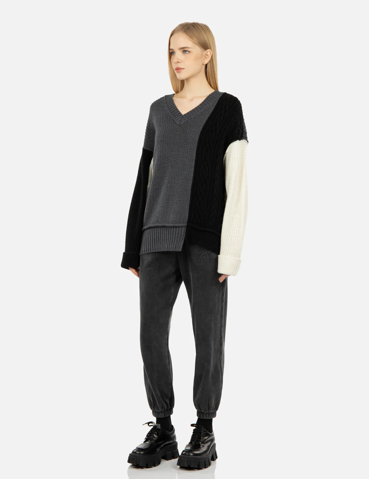 Asymmetric Colorblock Sweater