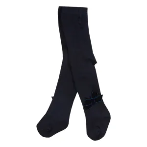 AW22 Patachou Girls Navy Blue Velour Bow Tights