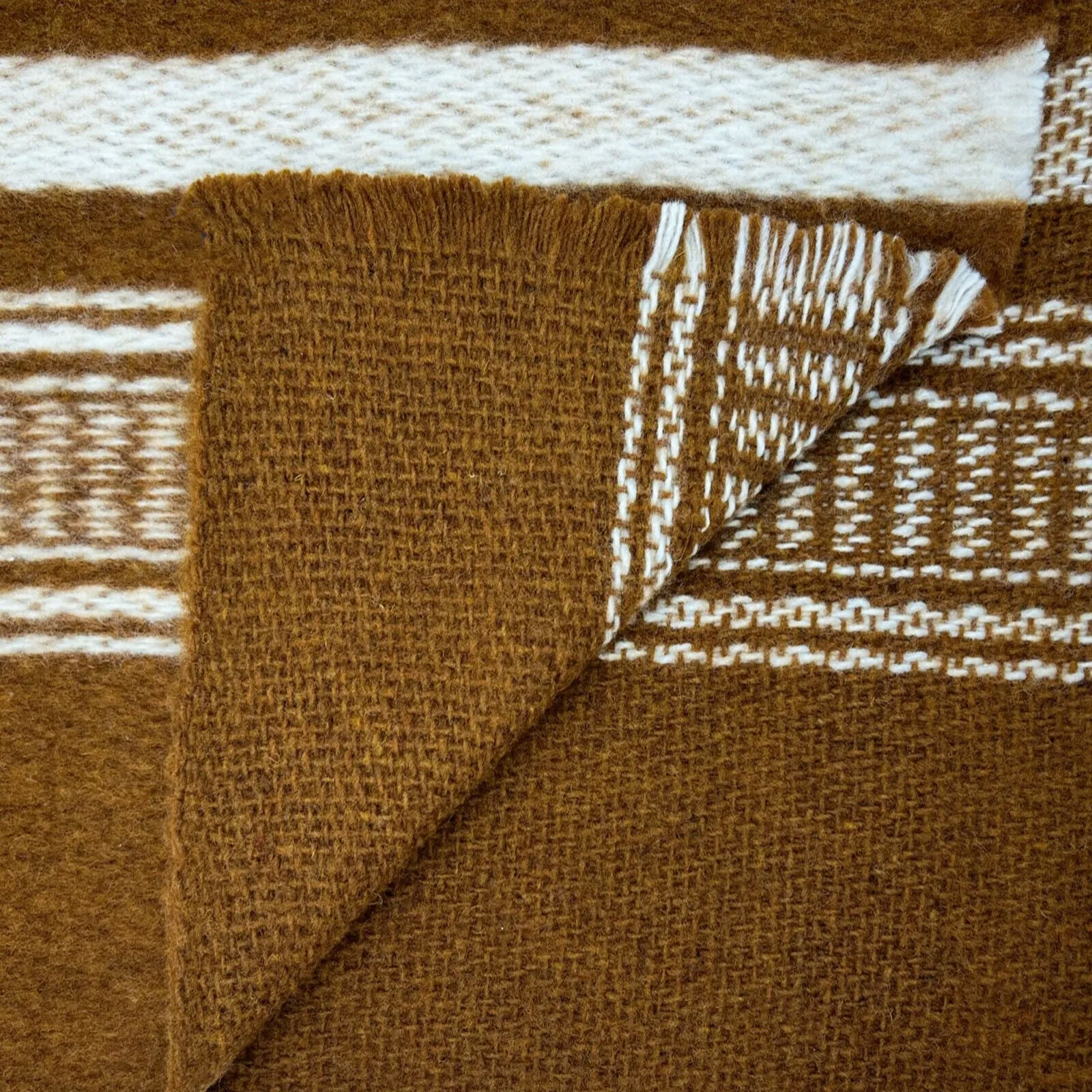 Ayamtai - Llama Wool Unisex South American Handwoven Hooded Poncho - brown striped pattern