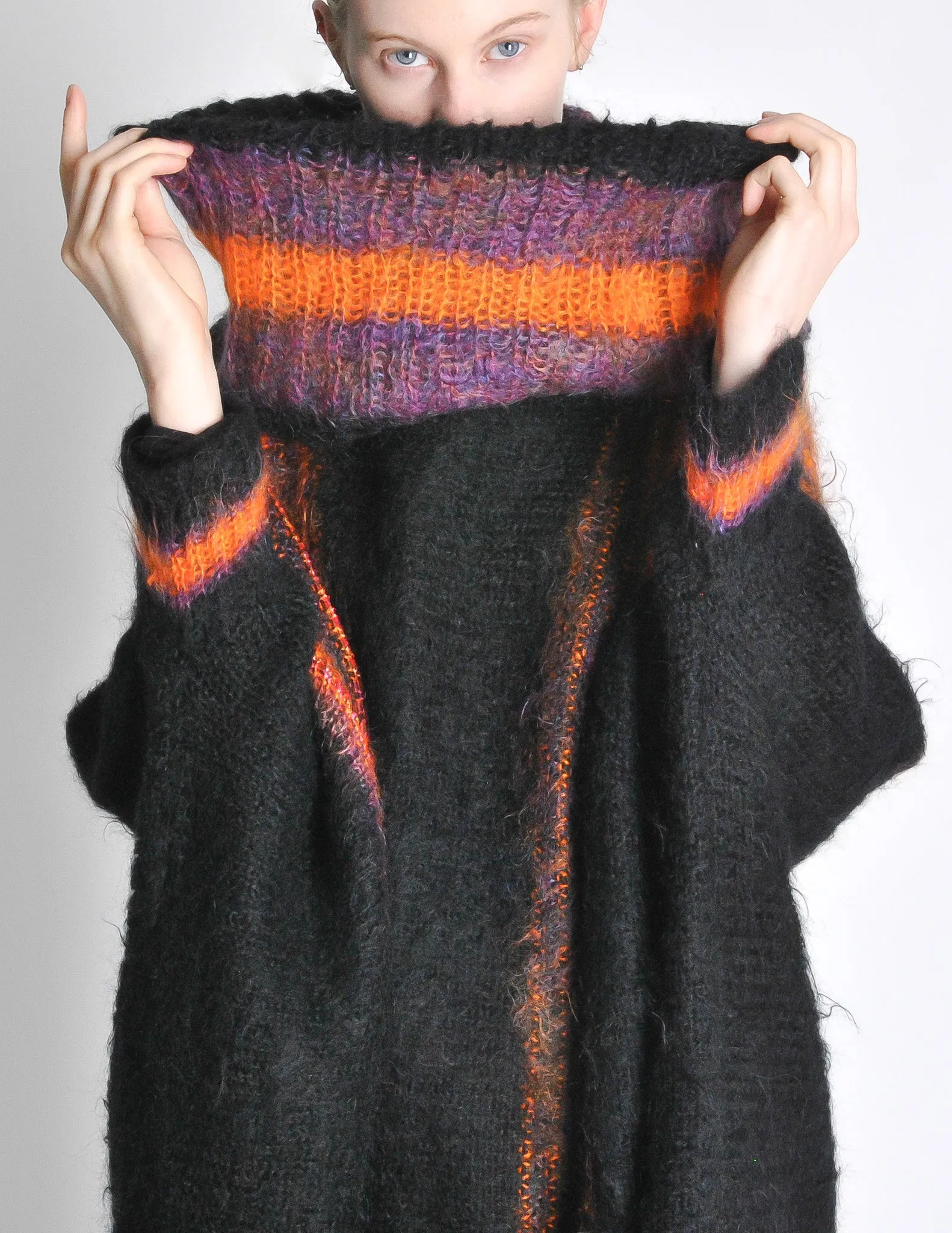 B. Altman & Co. Vintage Striped Knit Mohair Poncho