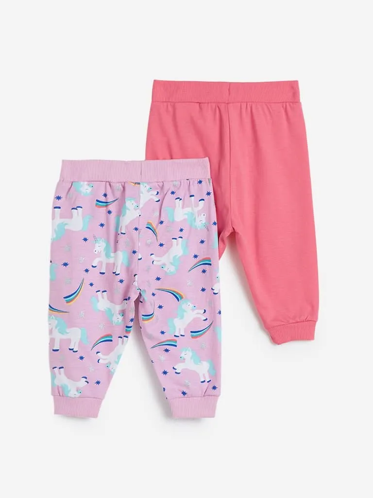 Baby HOP Pink Unicorn Joggers Set of Two