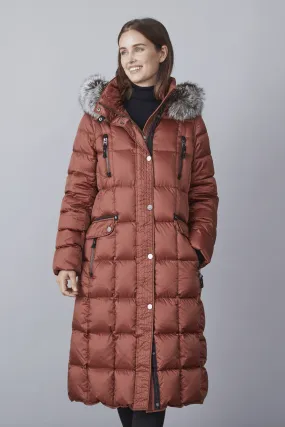 BETTY Full-Length Down Coat with Fur Trim Hood 1060