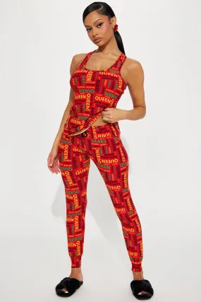 Big Queen Energy PJ Jogger Set - Red/combo