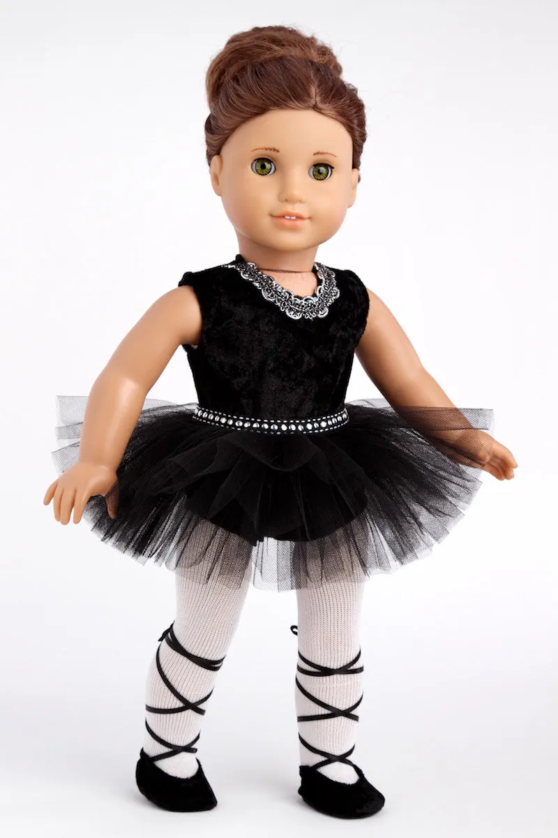 Black Swan - Ballerina Outfit for 18 inch Doll - Leotard, Tutu, Tights and Ballet Shoes