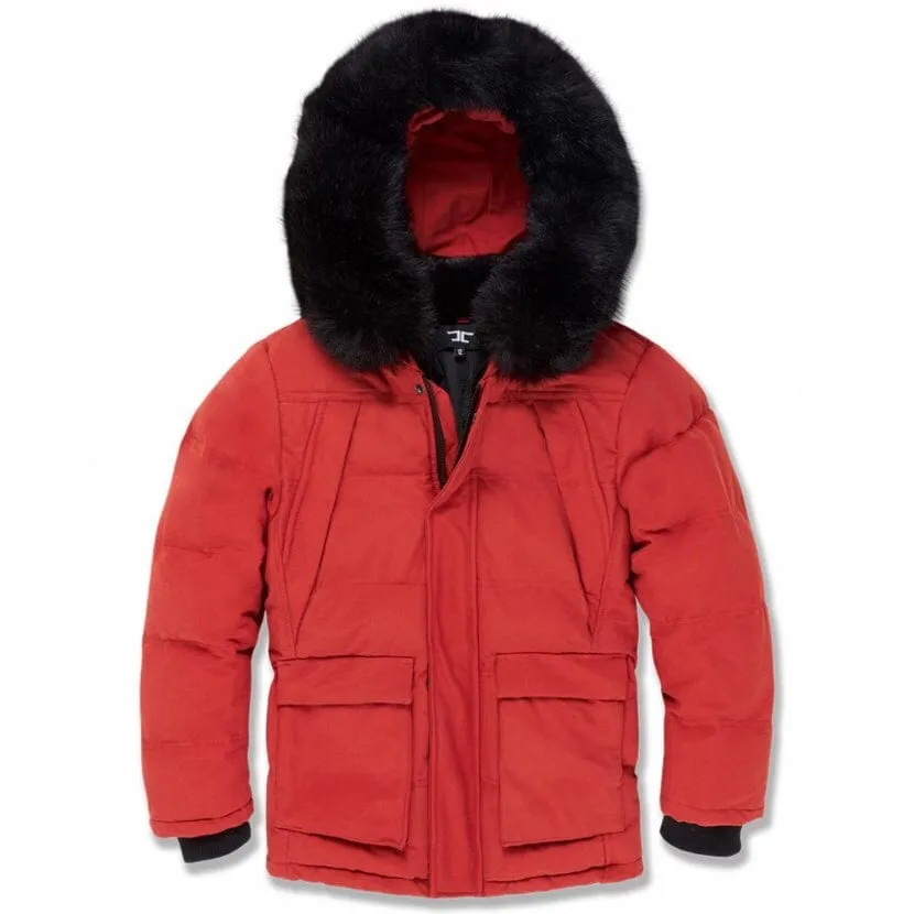 Boys Jordan Craig Bismarck Fur Lined Parka Jacket (Red) 91537B