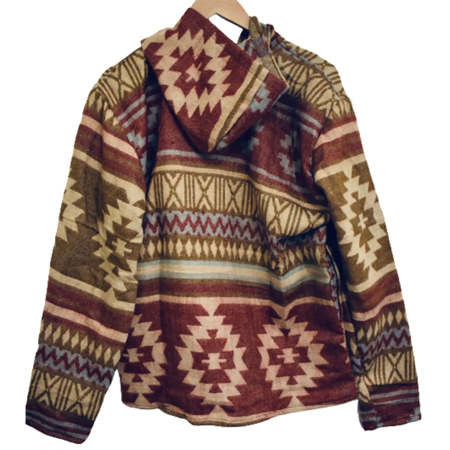 Brown Patterned Zip Poncho