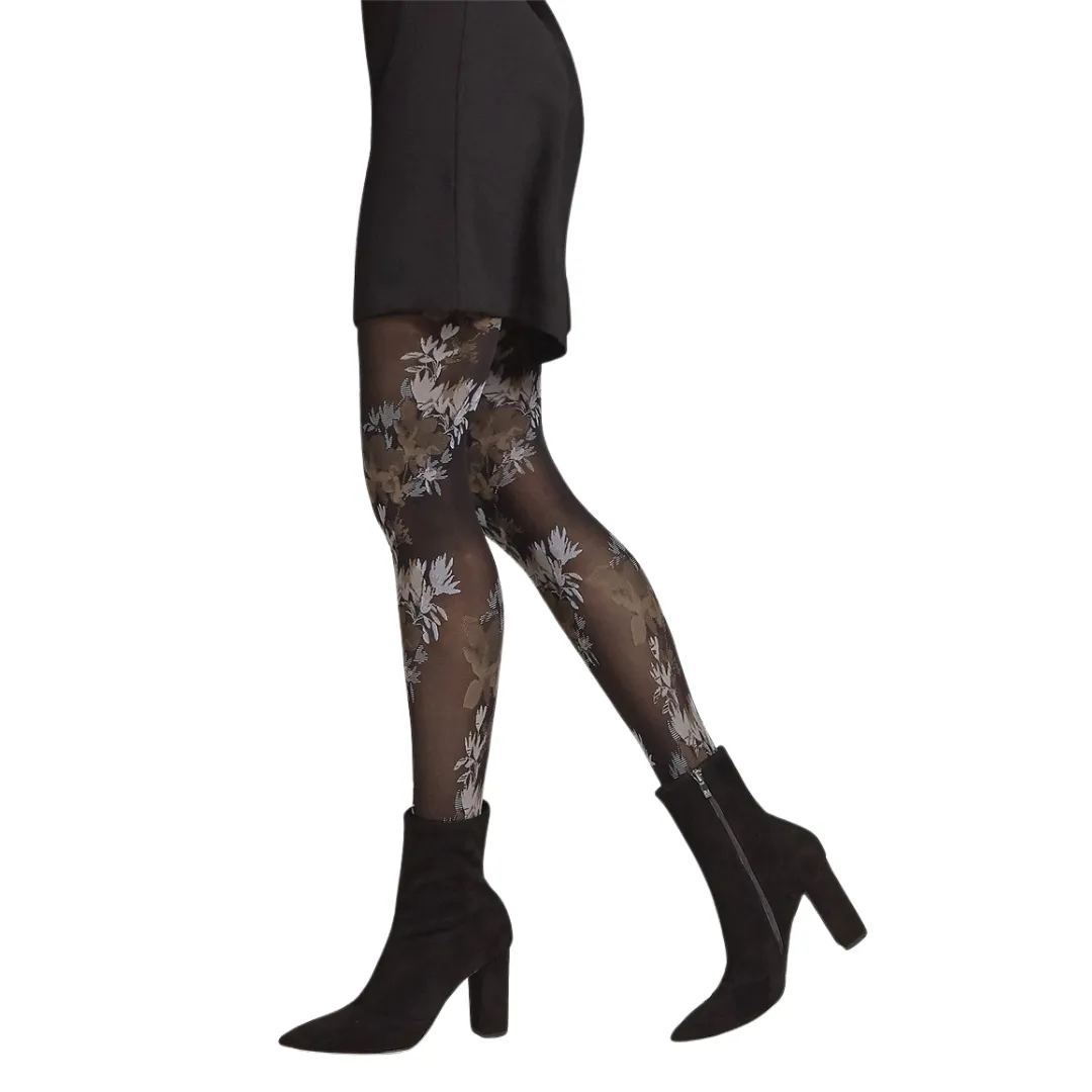 Brushed Deco Opaque Tights: Black