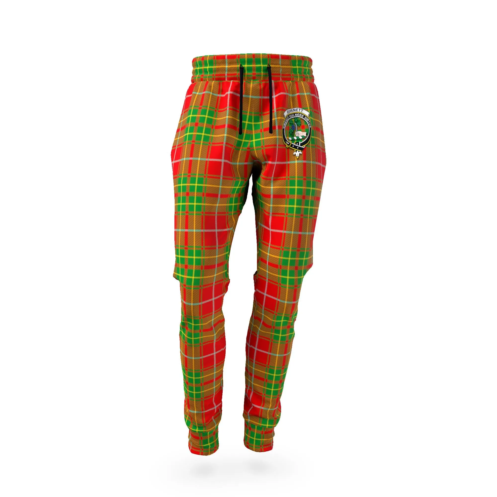 Burnett Tartan Joggers Pants with Family Crest