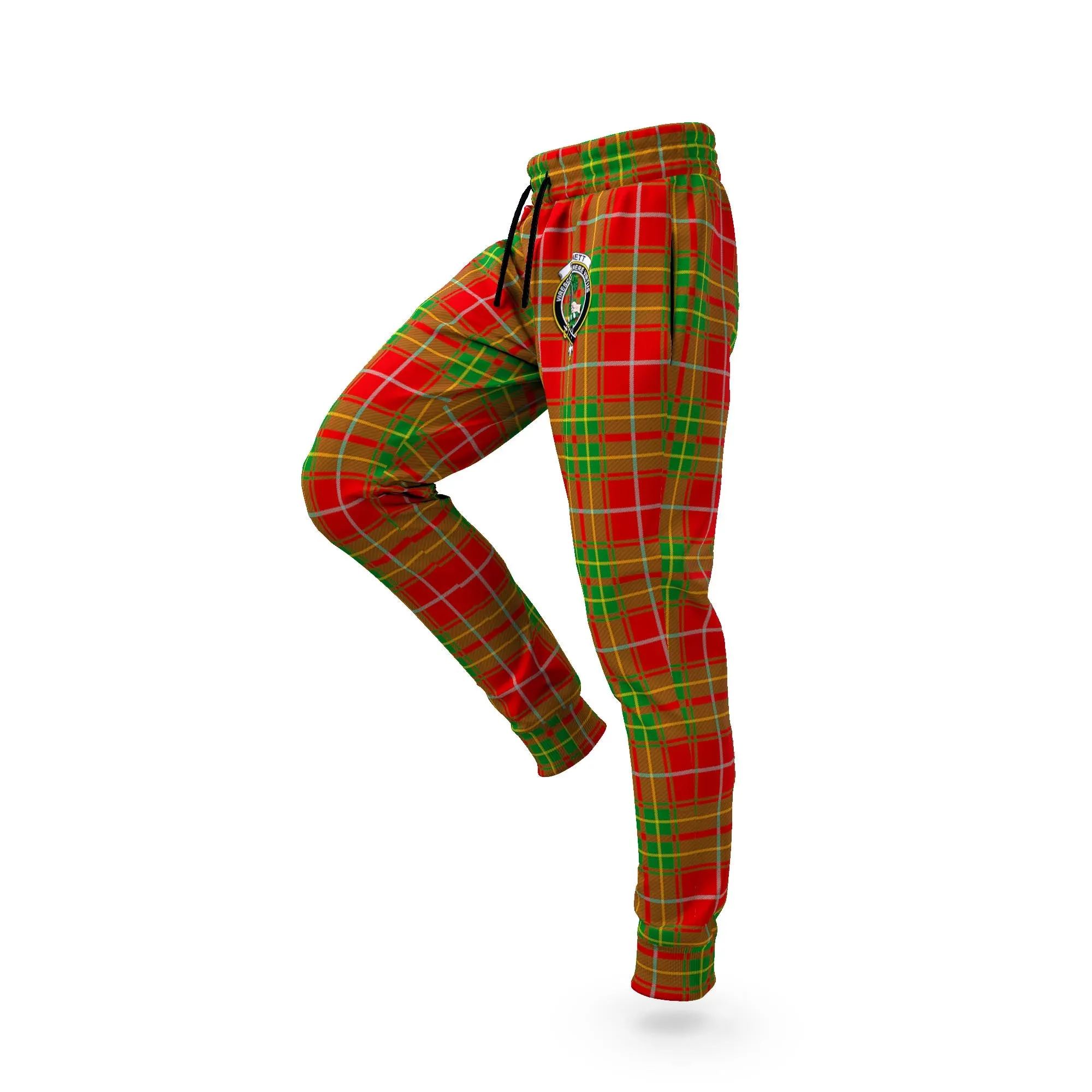 Burnett Tartan Joggers Pants with Family Crest