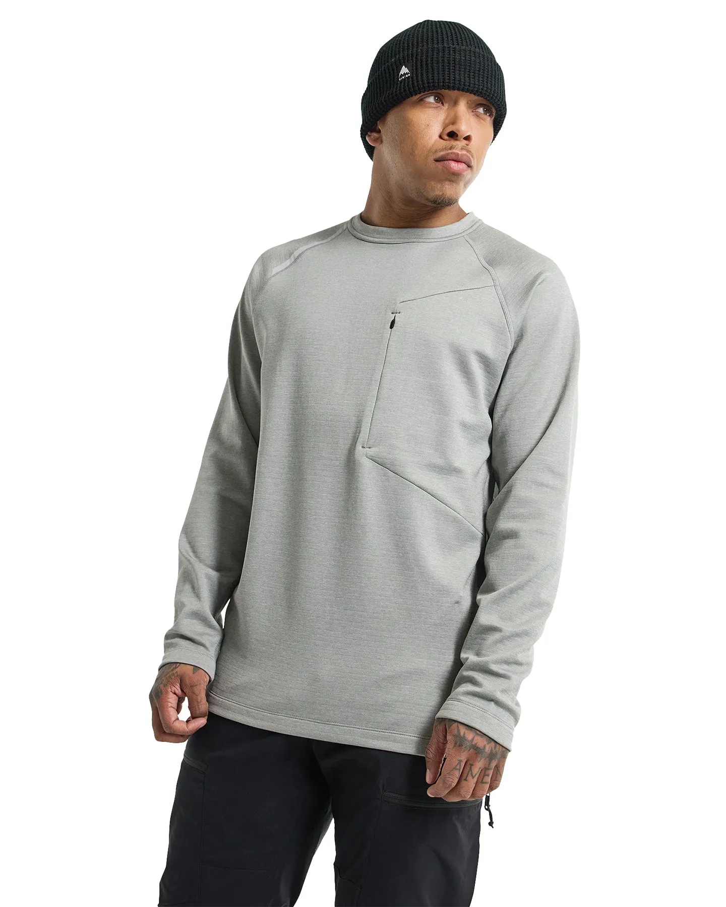 Burton Men's Multipath Grid Crewneck Fleece - Sharkskin