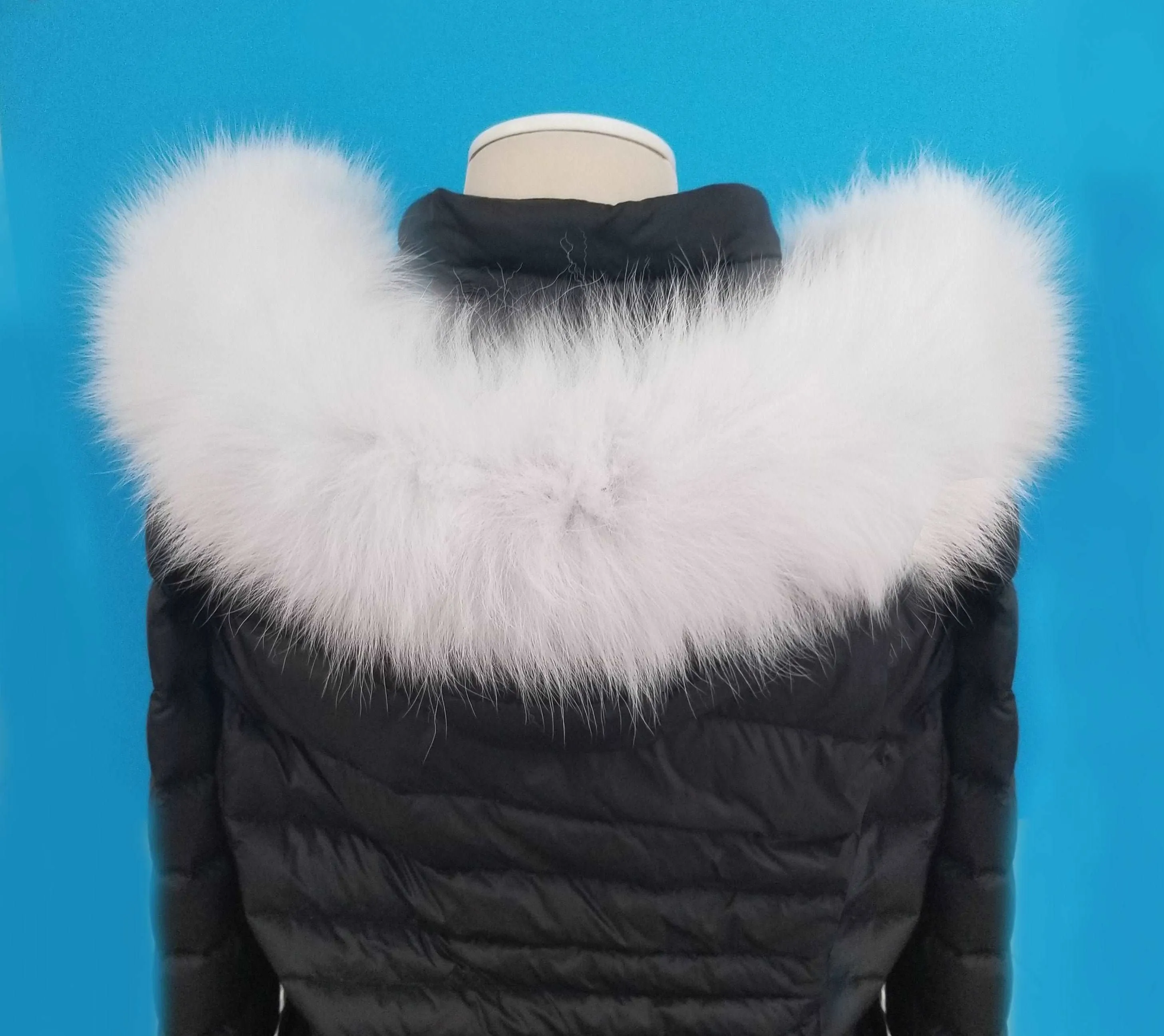 BY ORDER XL Double Real Fox Fur (Tail) Trim Hood, Fox Fur Collar, Fur Scarf, Fur Ruff, Fox Fur Hood, Hood Fur, Fur collar trim, white