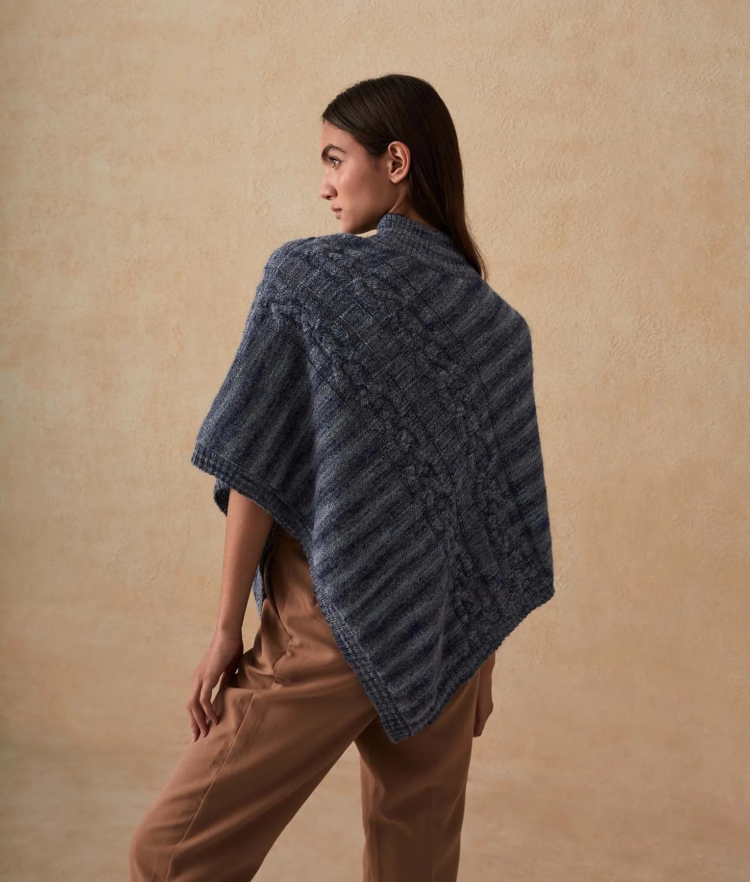 Cables Zipped Detailed Poncho