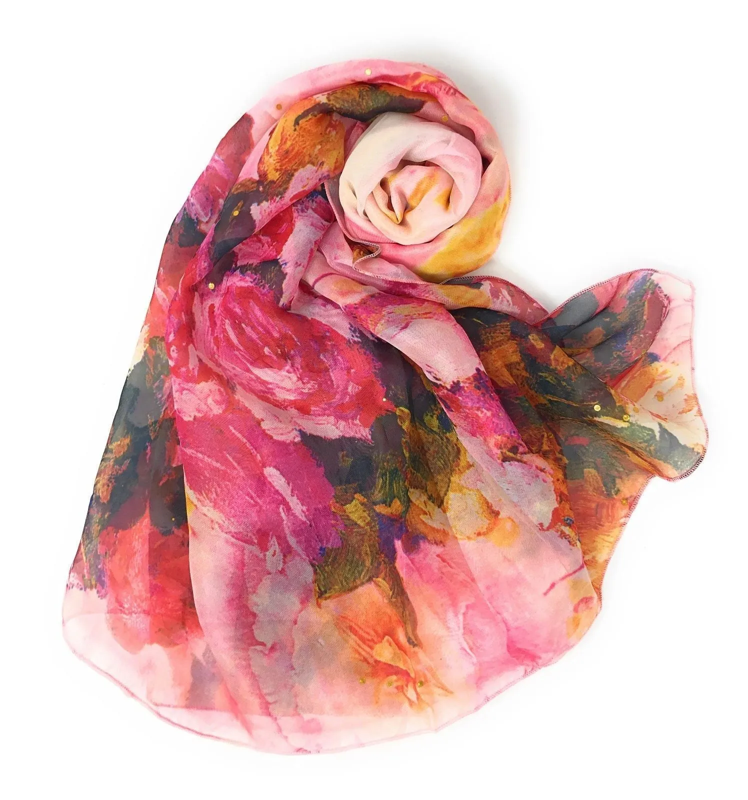 Casaba Womens Floral Sheer Scarves Scarf Convertible Poncho Top Light Wrap