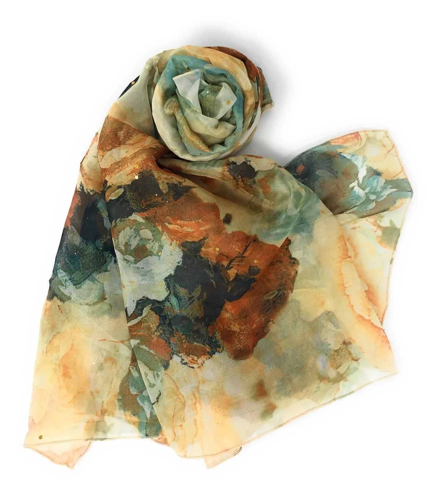 Casaba Womens Floral Sheer Scarves Scarf Convertible Poncho Top Light Wrap