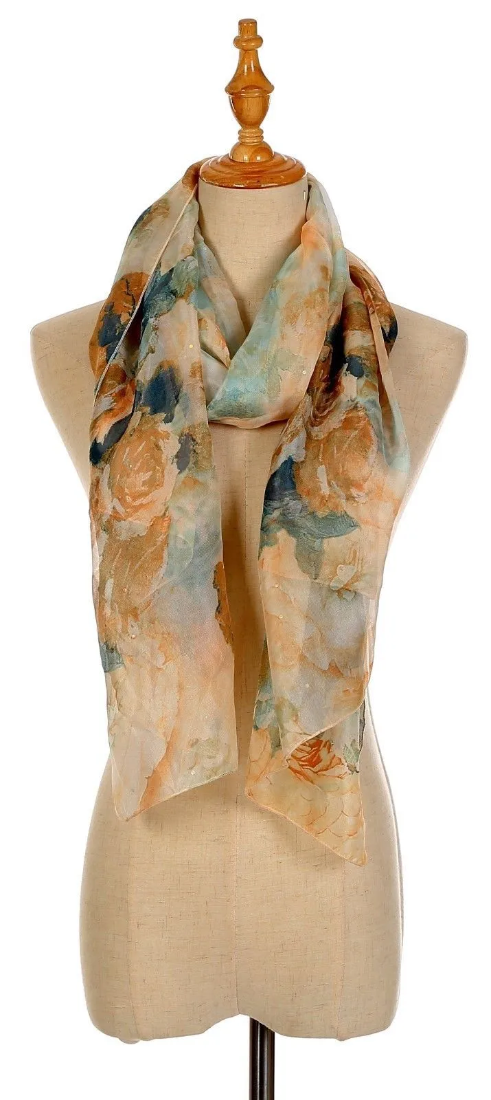 Casaba Womens Floral Sheer Scarves Scarf Convertible Poncho Top Light Wrap