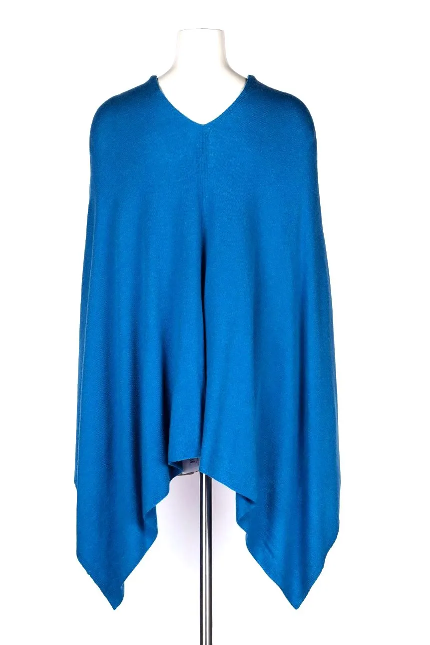 Cashmere Poncho Azure Blue