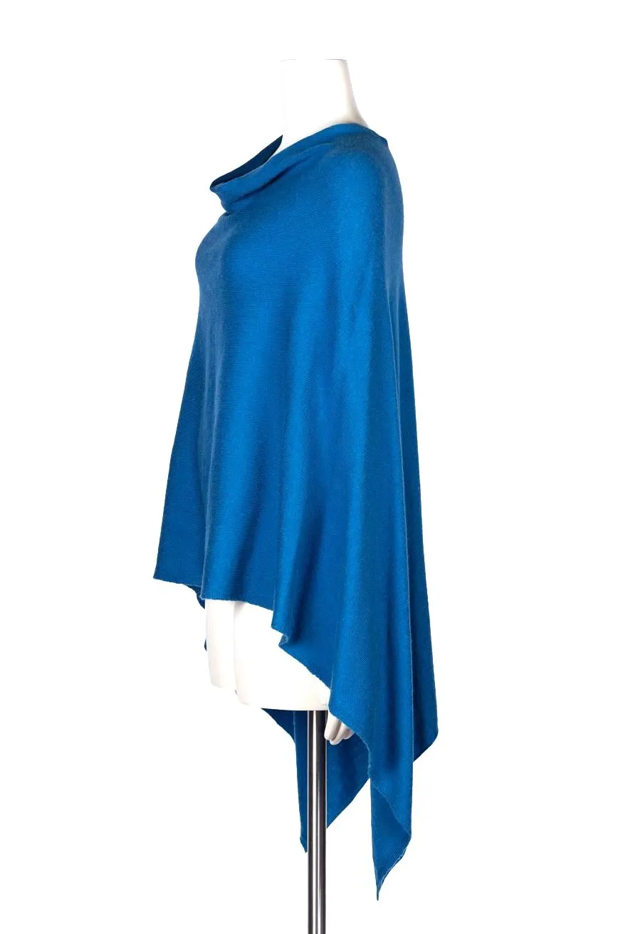 Cashmere Poncho Azure Blue