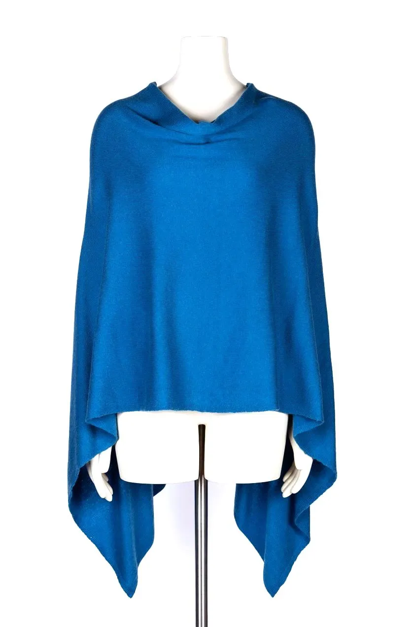 Cashmere Poncho Azure Blue