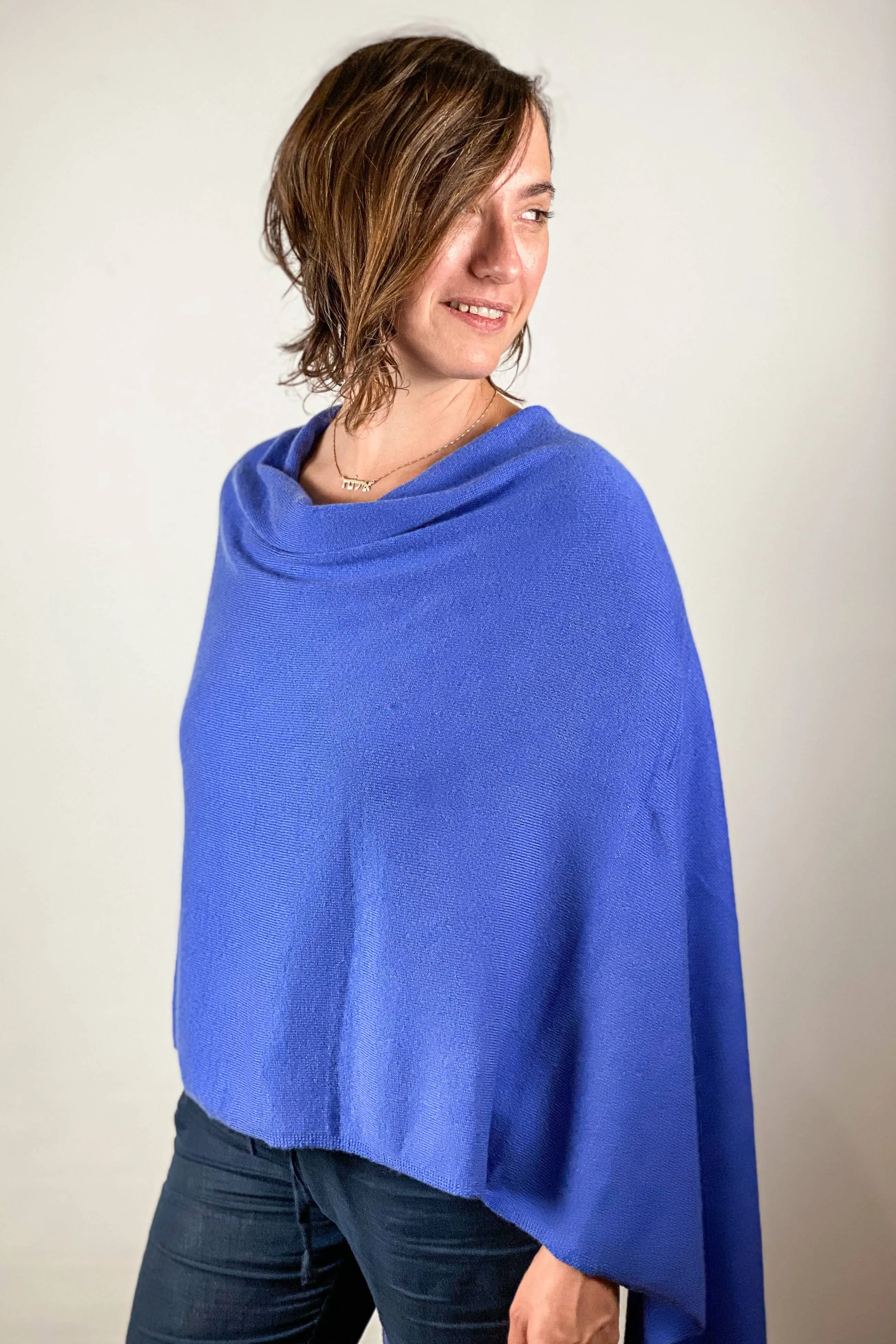 Cashmere Poncho Cobalt Blue